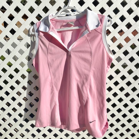 Nike Pink Golf Sleeveless Polo Athletic Retro Preppy Blokette - Picture 1 of 4
